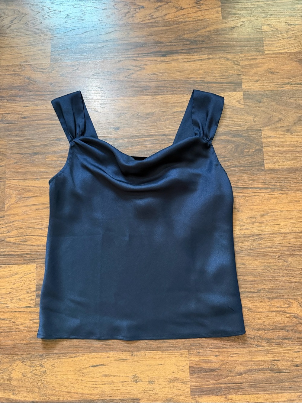 Banana Republic Navy Blue Satin Cowl Neck Camisole with Wide Straps